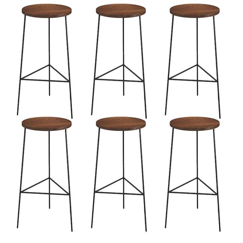 Modern Armless Counter Stool Iron Cafe Bar Stool with Seat and Pedal