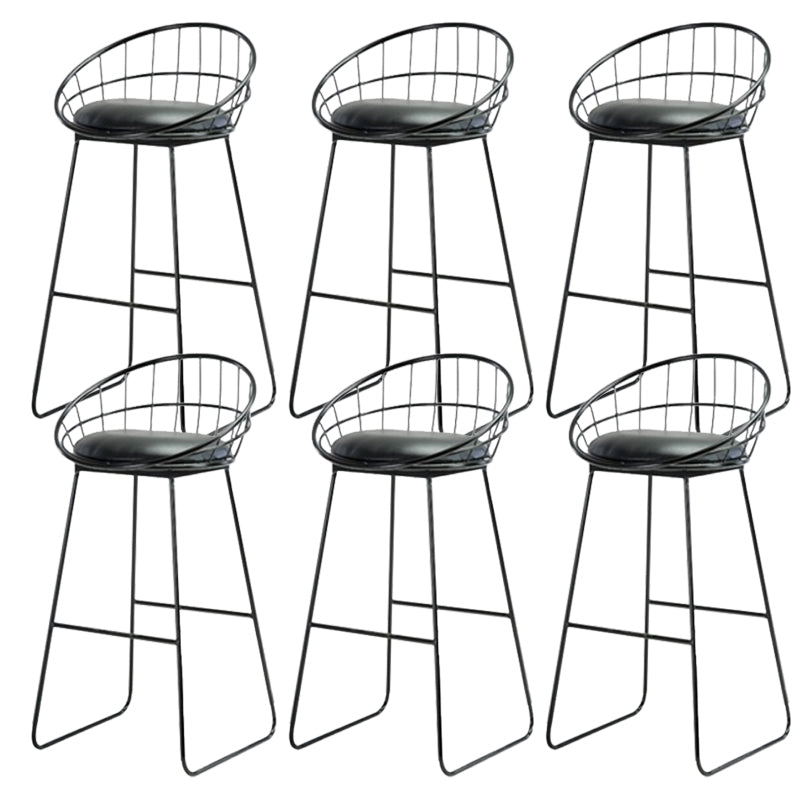 Modern Armless Counter Stool Iron Cafe Bar Stool with Seat and Pedal