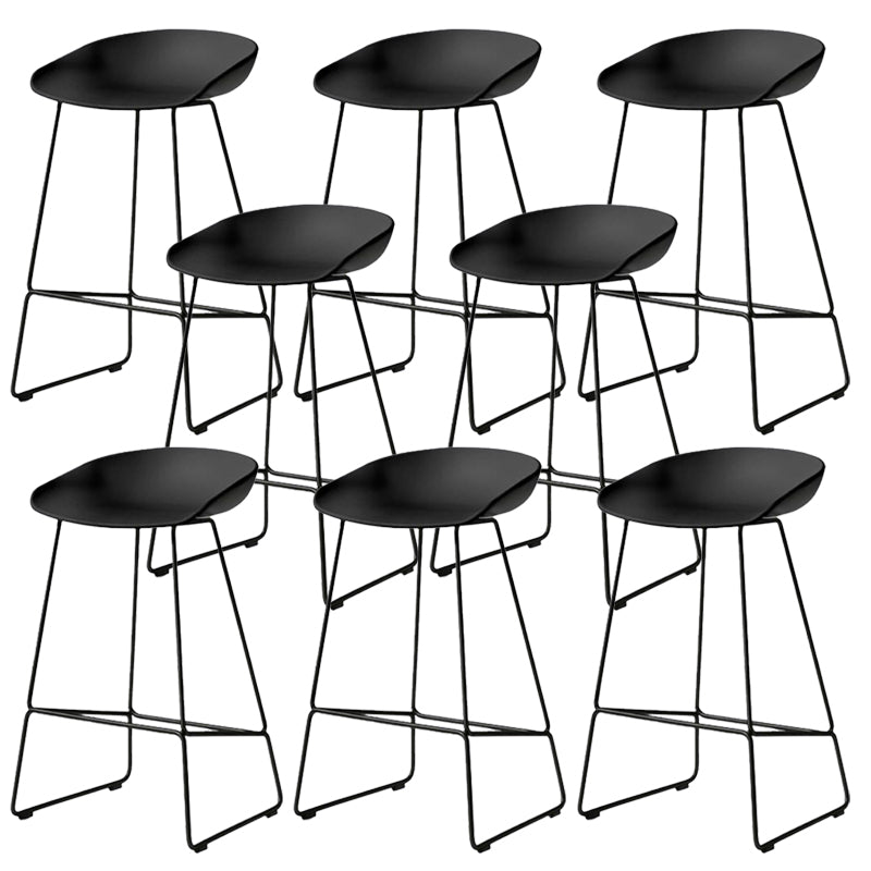 Modern Armless Counter Stool Iron Cafe Bar Stool with Seat and Pedal