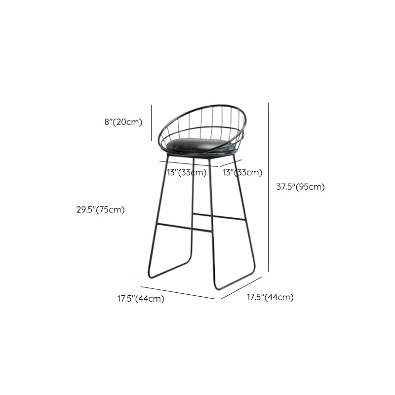 Modern Armless Counter Stool Iron Cafe Bar Stool with Seat and Pedal