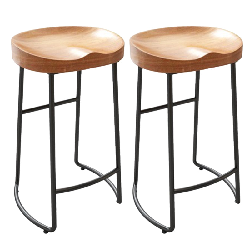 Modern Armless Backless Counter Stool Iron Dining Room Bar Stool with Pedal
