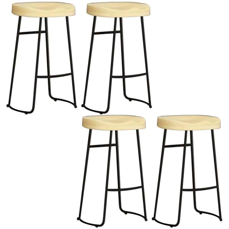Modern Armless Backless Counter Stool Iron Dining Room Bar Stool with Pedal