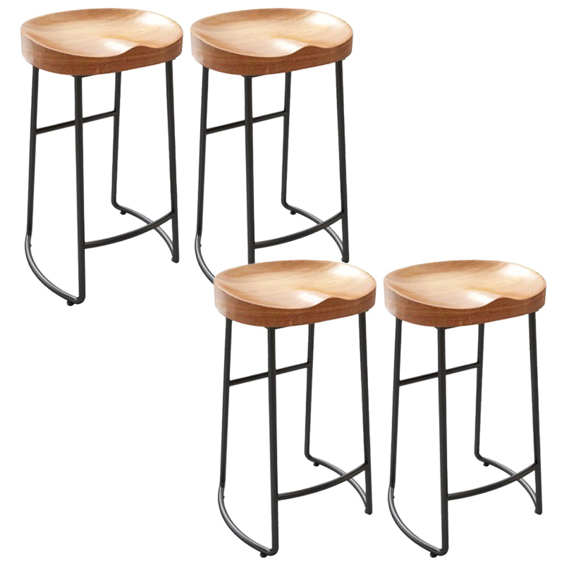 Modern Armless Backless Counter Stool Iron Dining Room Bar Stool with Pedal