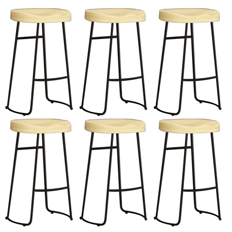 Modern Armless Backless Counter Stool Iron Dining Room Bar Stool with Pedal