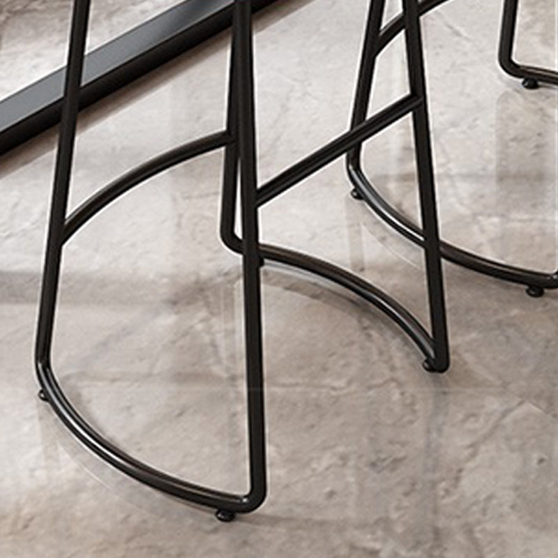 Modern Armless Backless Counter Stool Iron Dining Room Bar Stool with Pedal