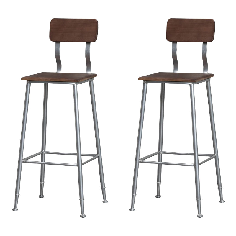 Modern Style Iron Barstool Solid Wood Seat Bar Chair with Backrest