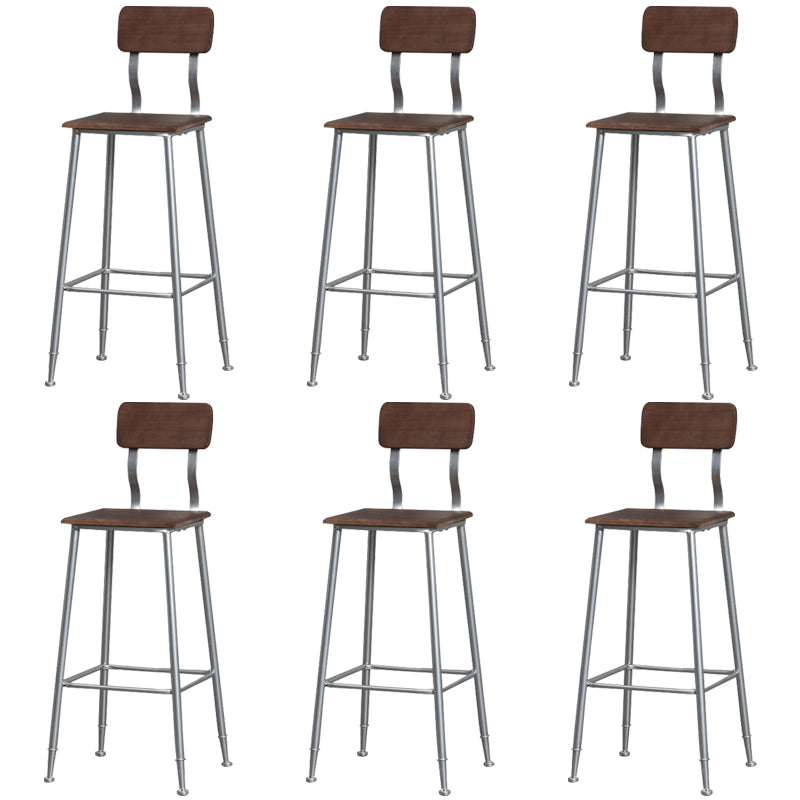Modern Style Iron Barstool Solid Wood Seat Bar Chair with Backrest
