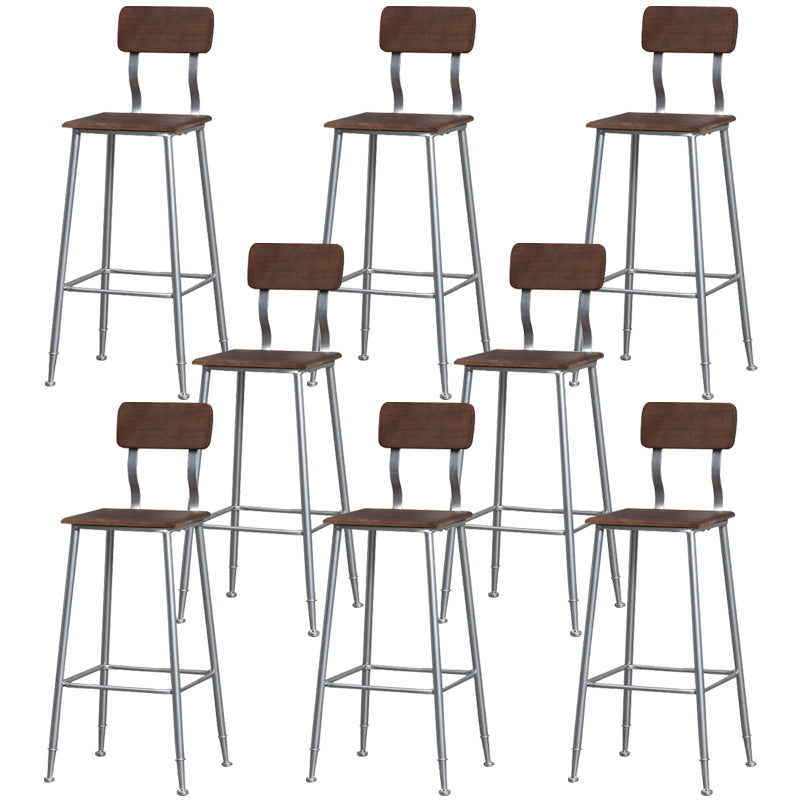 Modern Style Iron Barstool Solid Wood Seat Bar Chair with Backrest