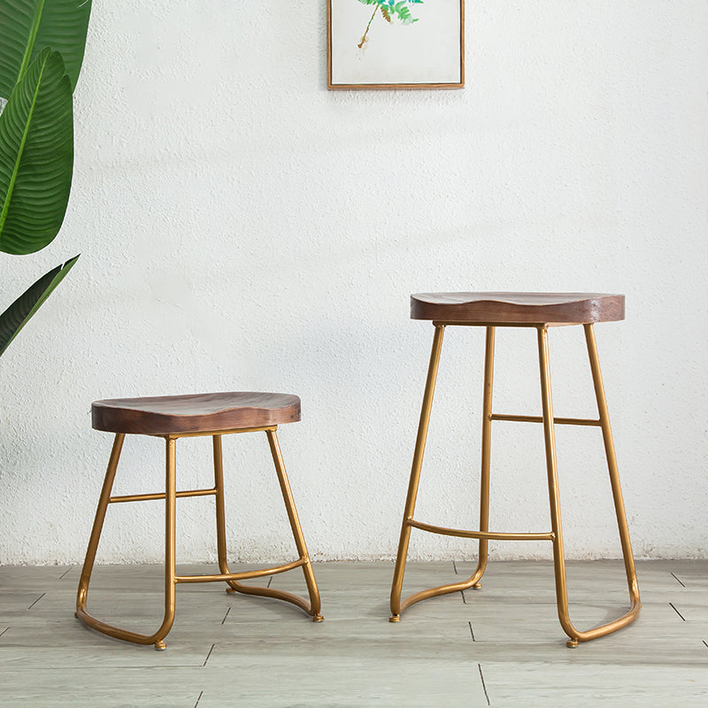 Modern Solid Wood Dining Stool Footrest Indoor Contoured Seat Counter-height Stool