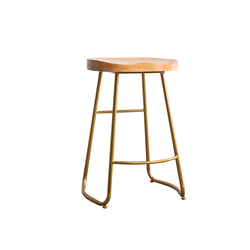 Modern Solid Wood Dining Stool Footrest Indoor Contoured Seat Counter-height Stool