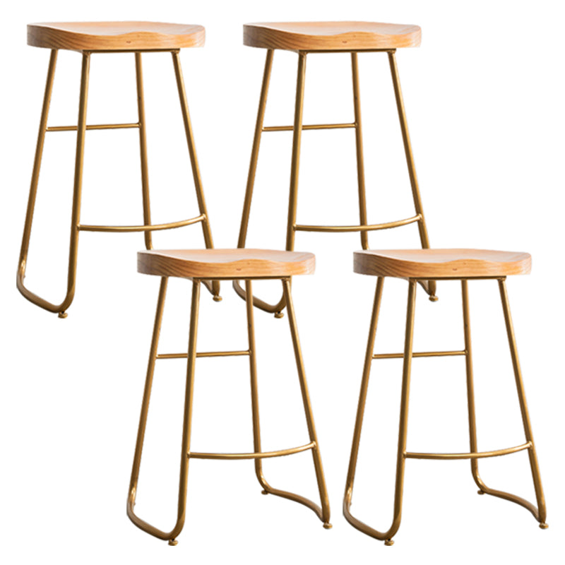 Modern Solid Wood Dining Stool Footrest Indoor Contoured Seat Counter-height Stool