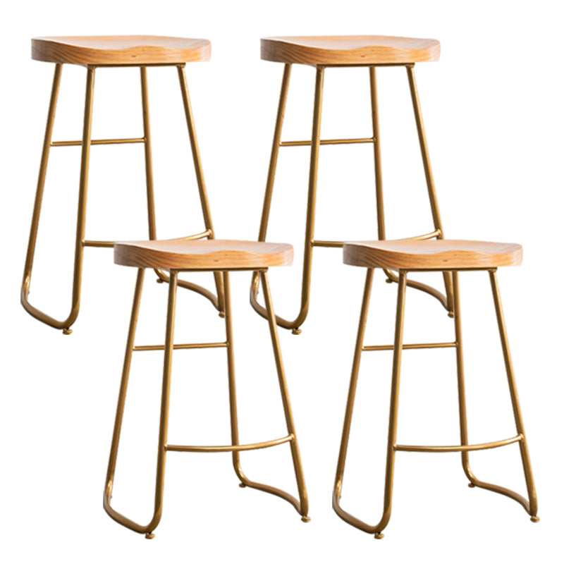 Modern Solid Wood Dining Stool Footrest Indoor Contoured Seat Counter-height Stool