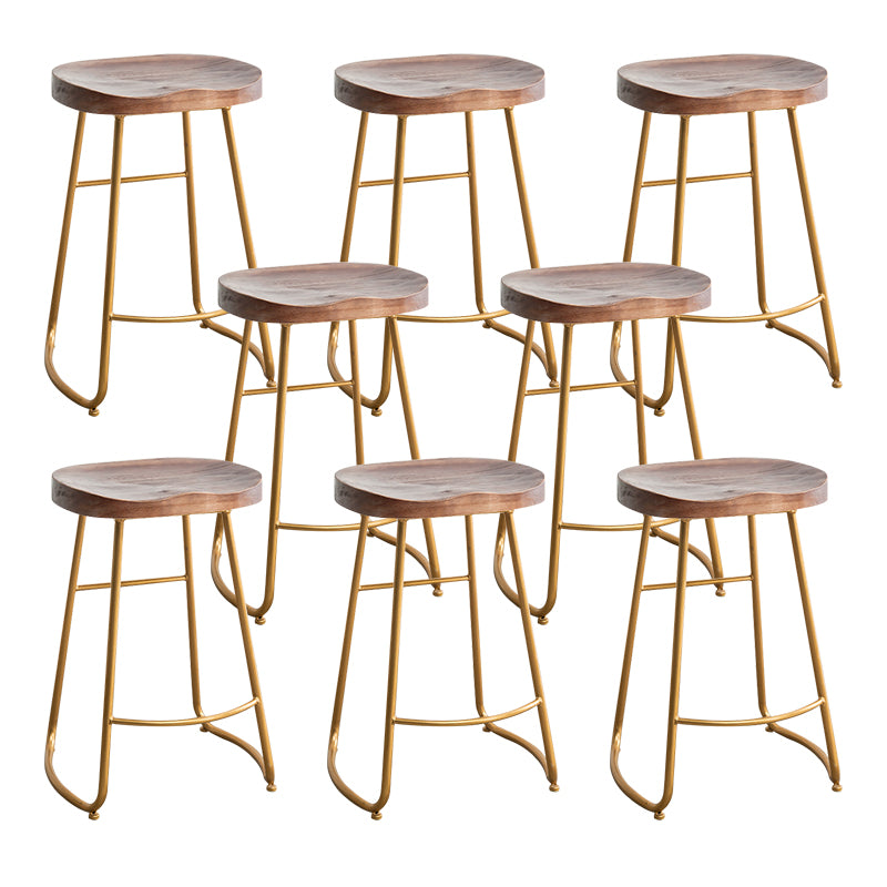 Modern Solid Wood Dining Stool Footrest Indoor Contoured Seat Counter-height Stool