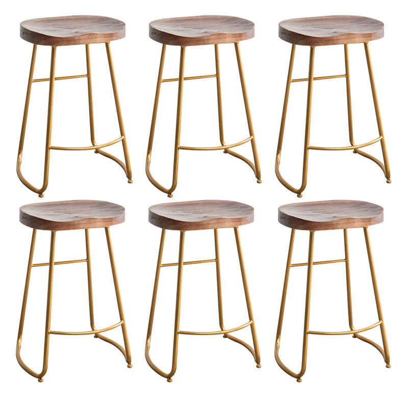 Modern Solid Wood Dining Stool Footrest Indoor Contoured Seat Counter-height Stool