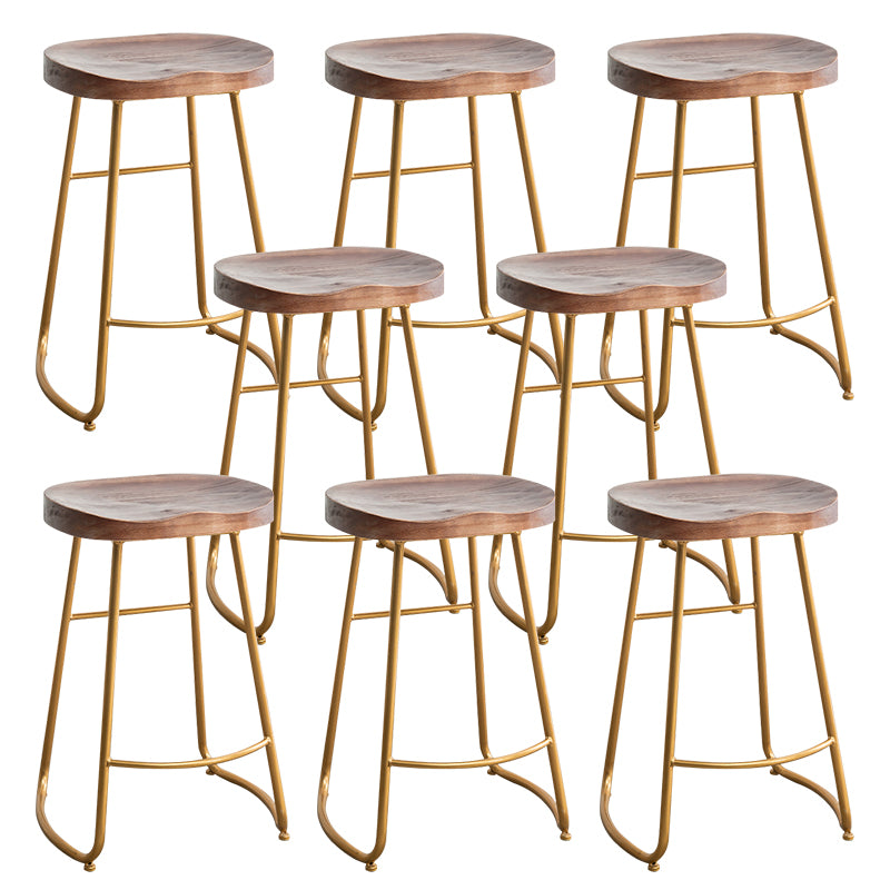 Modern Solid Wood Dining Stool Footrest Indoor Contoured Seat Counter-height Stool