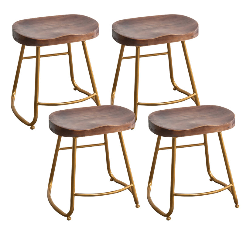 Modern Solid Wood Dining Stool Footrest Indoor Contoured Seat Counter-height Stool