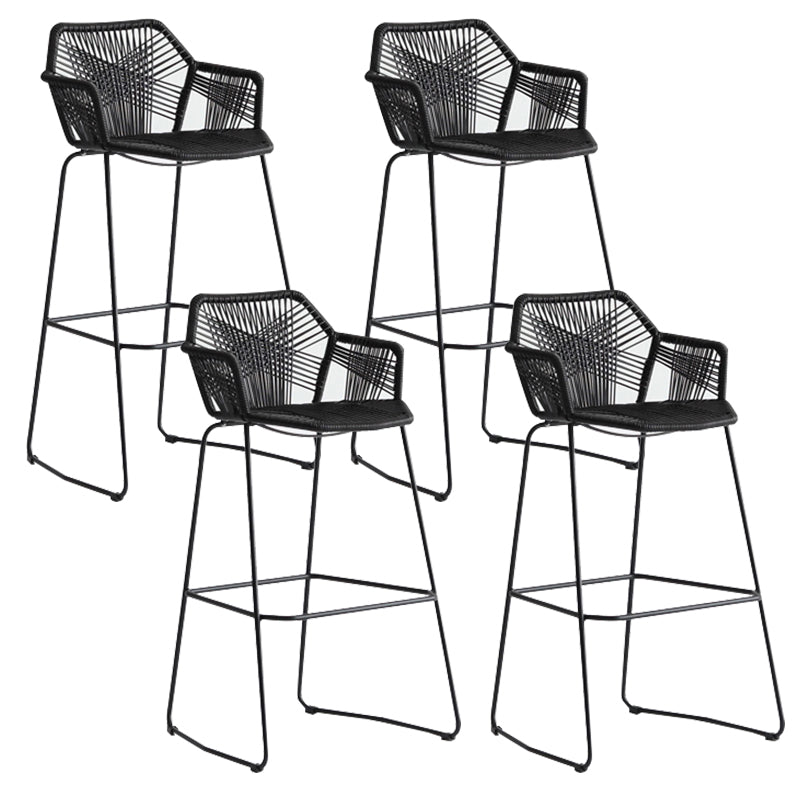 Contemporary Plastic Barstool Armed Stool with Steel Black Frame