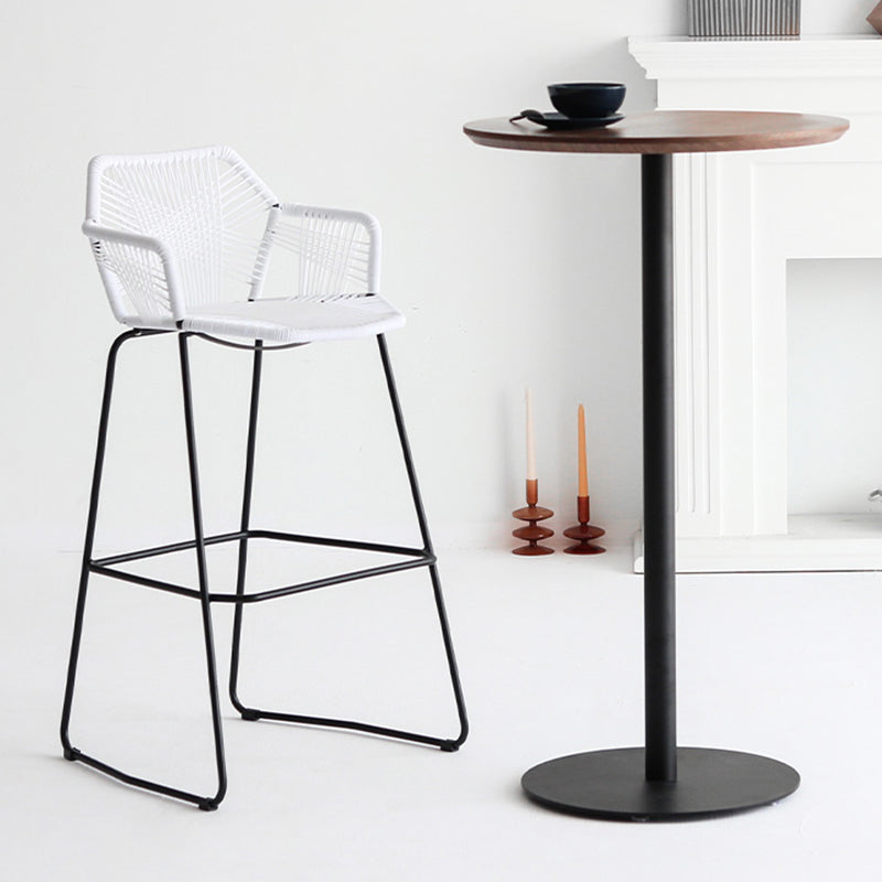 Contemporary Plastic Barstool Armed Stool with Steel Black Frame