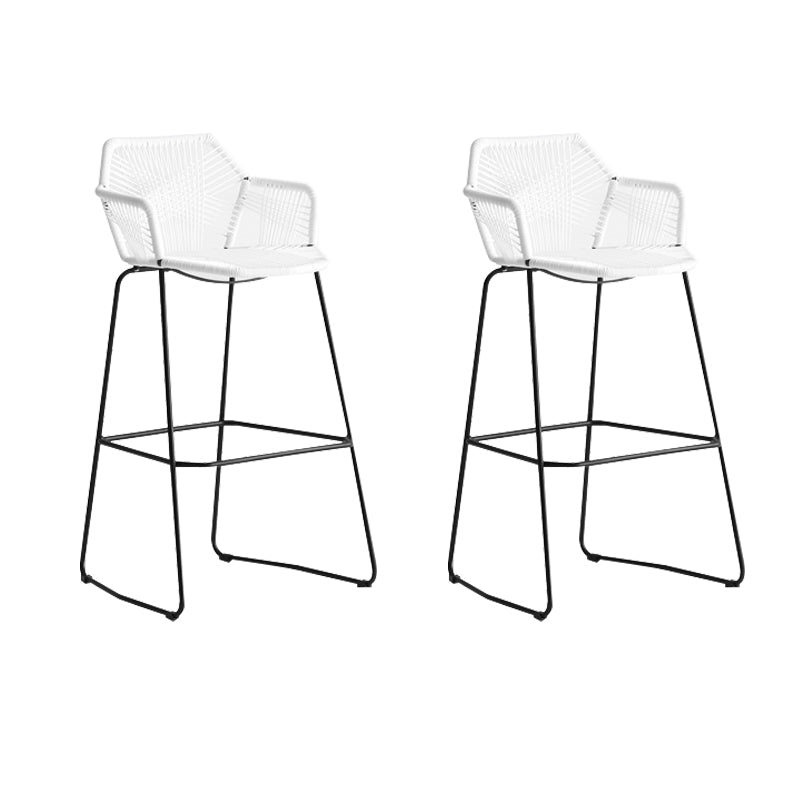 Contemporary Plastic Barstool Armed Stool with Steel Black Frame