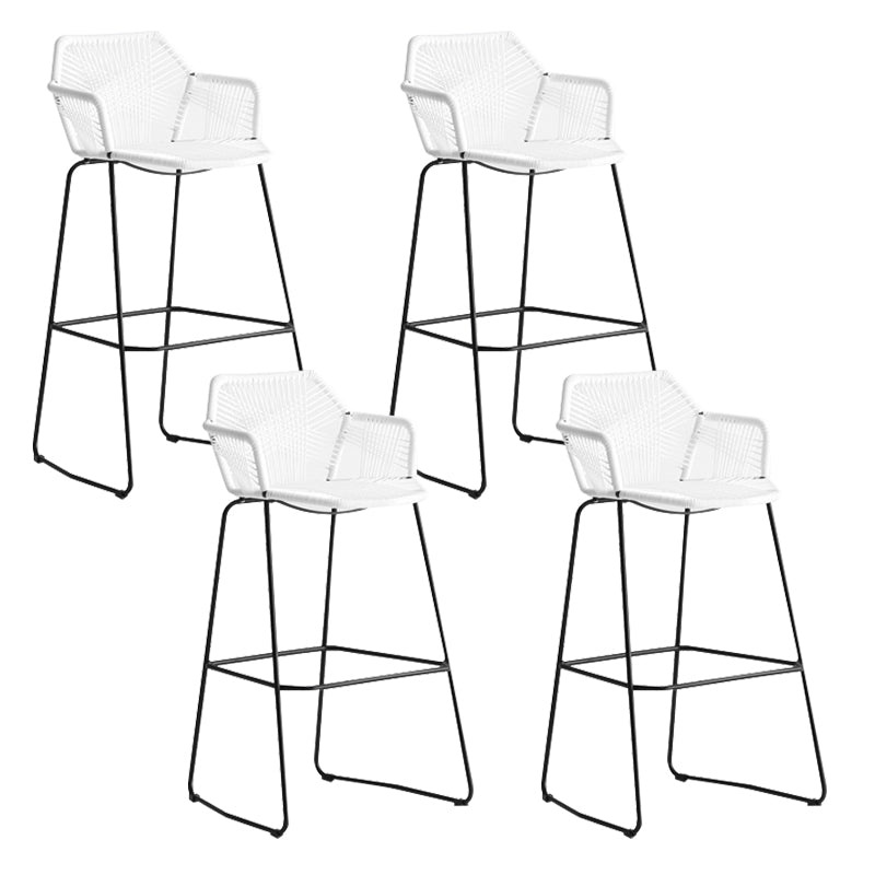 Contemporary Plastic Barstool Armed Stool with Steel Black Frame