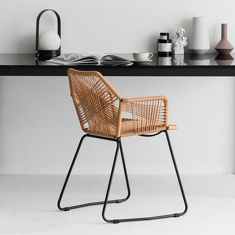 Contemporary Plastic Barstool Armed Stool with Steel Black Frame