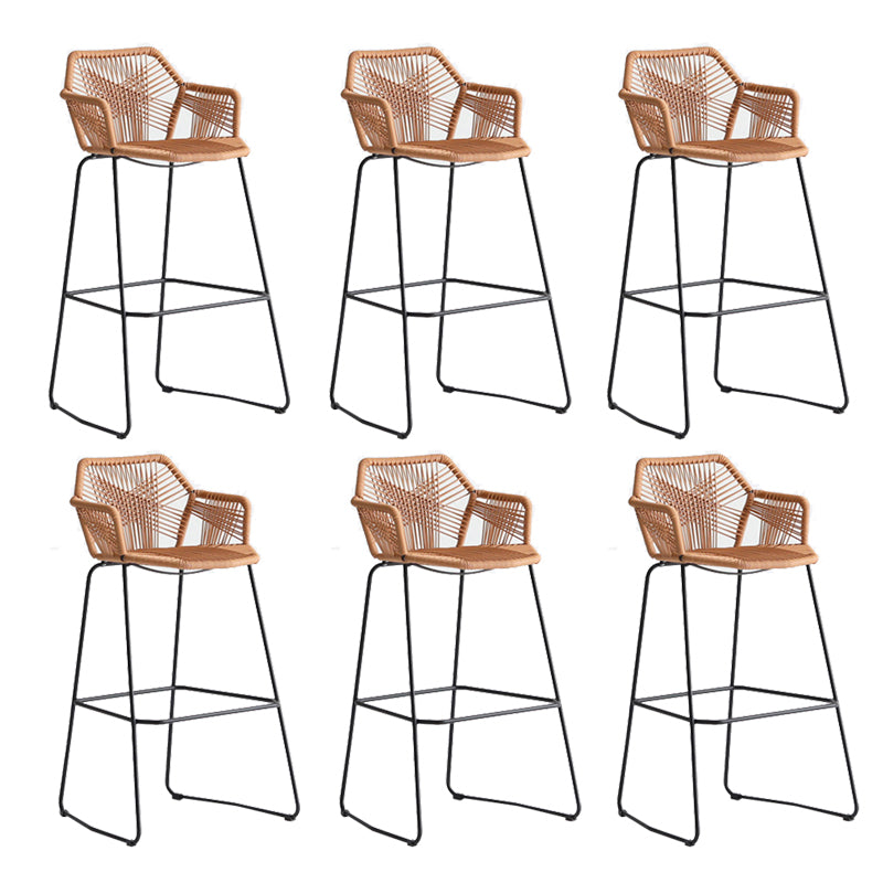 Contemporary Plastic Barstool Armed Stool with Steel Black Frame