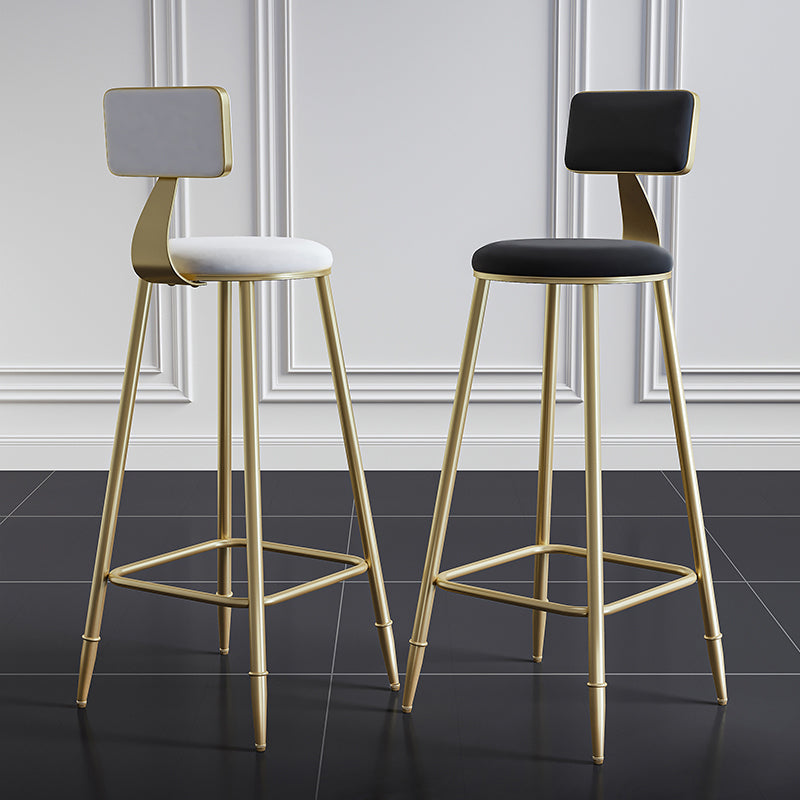 Nordic Backrest Armless Counter Stool Iron Cashier Bar Stool with Velvet Cushion