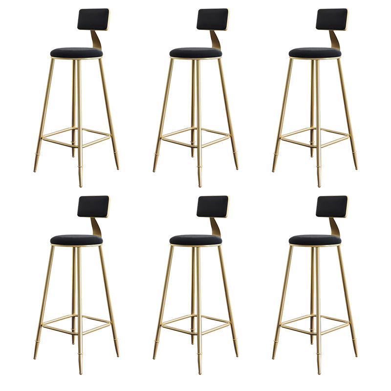 Nordic Backrest Armless Counter Stool Iron Cashier Bar Stool with Velvet Cushion
