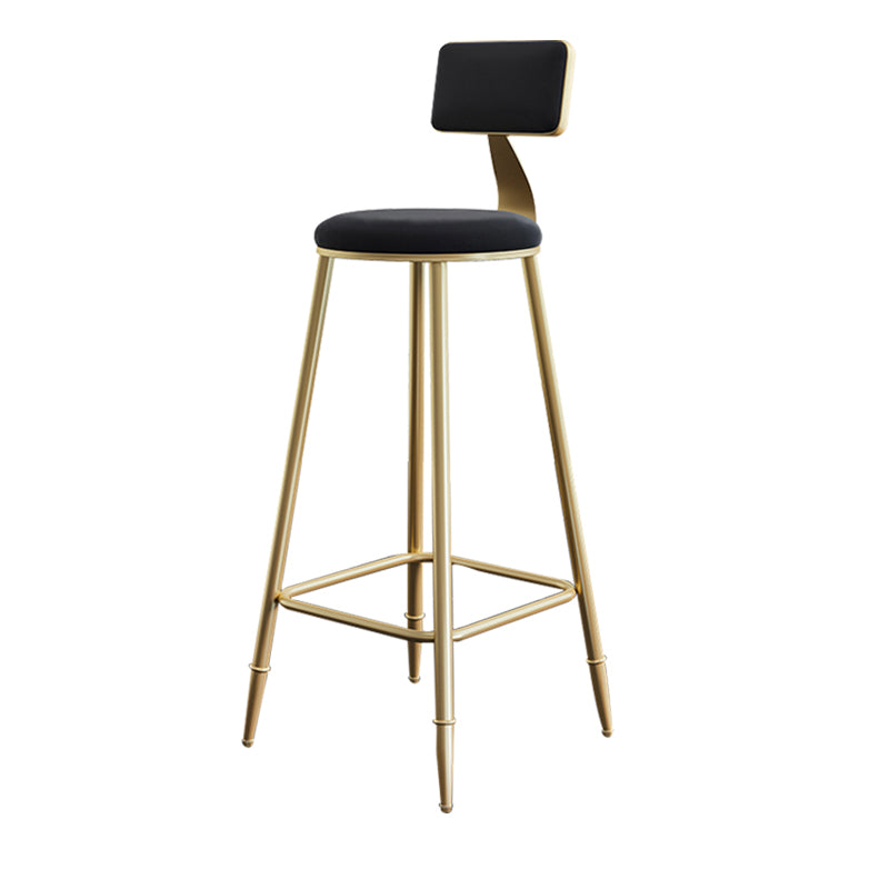 Nordic Backrest Armless Counter Stool Iron Cashier Bar Stool with Velvet Cushion