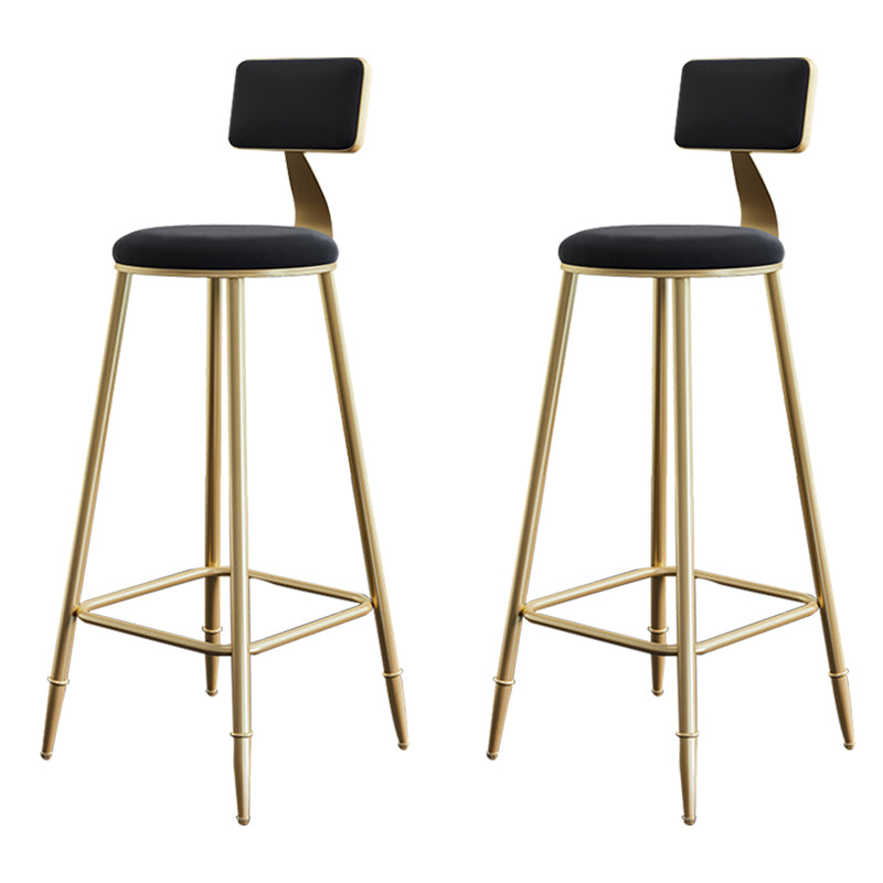 Nordic Backrest Armless Counter Stool Iron Cashier Bar Stool with Velvet Cushion