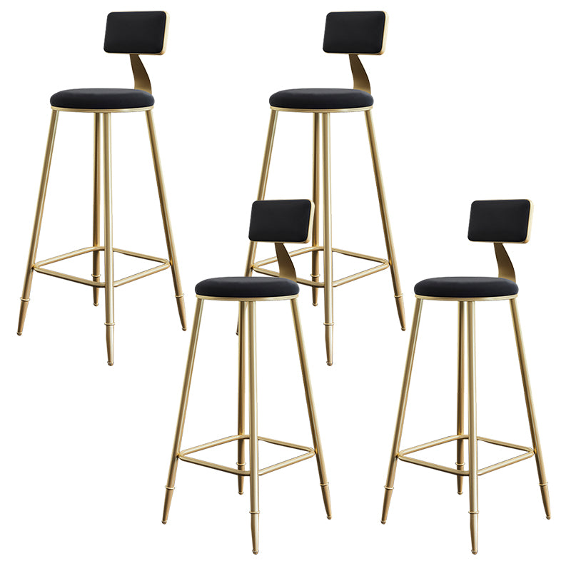 Nordic Backrest Armless Counter Stool Iron Cashier Bar Stool with Velvet Cushion