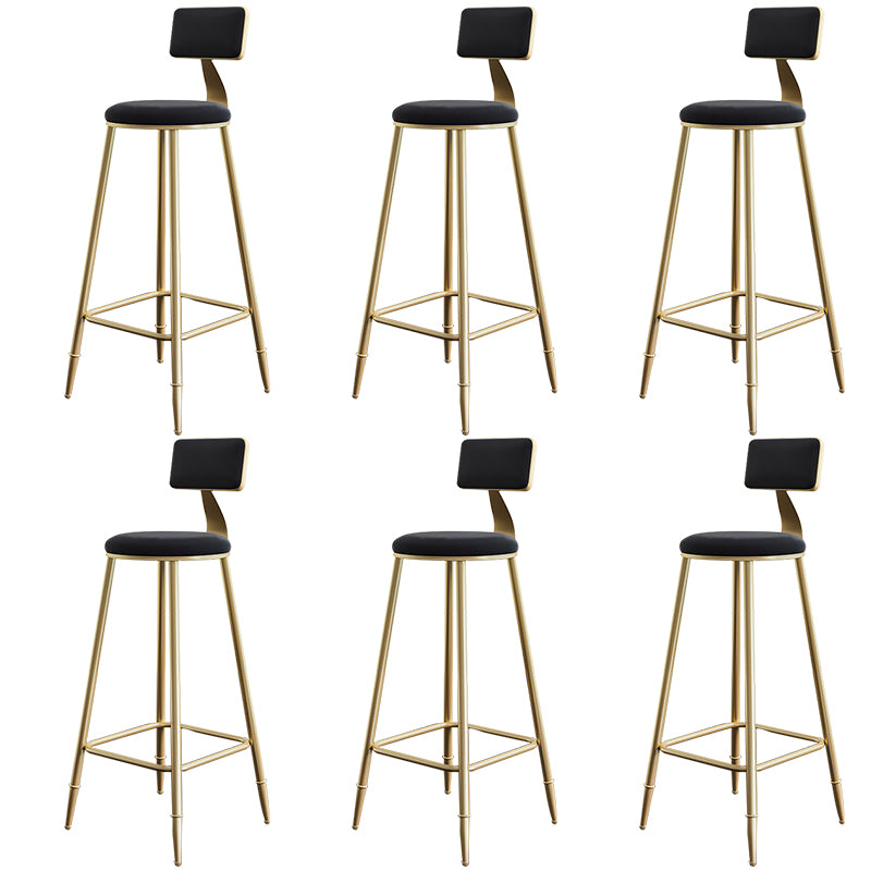 Nordic Backrest Armless Counter Stool Iron Cashier Bar Stool with Velvet Cushion