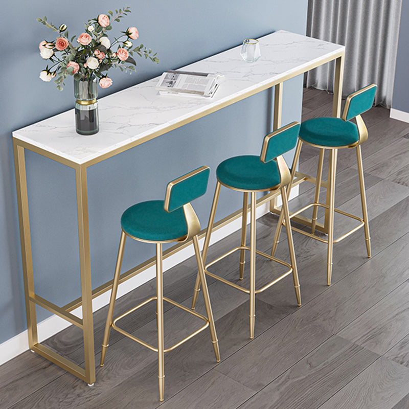 Nordic Backrest Armless Counter Stool Iron Cashier Bar Stool with Velvet Cushion