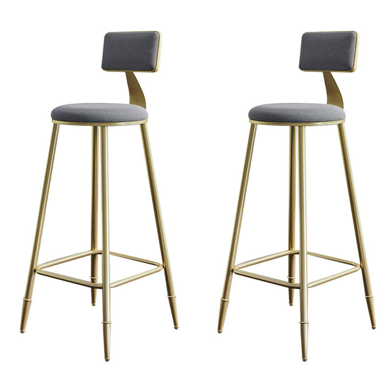 Nordic Backrest Armless Counter Stool Iron Cashier Bar Stool with Velvet Cushion