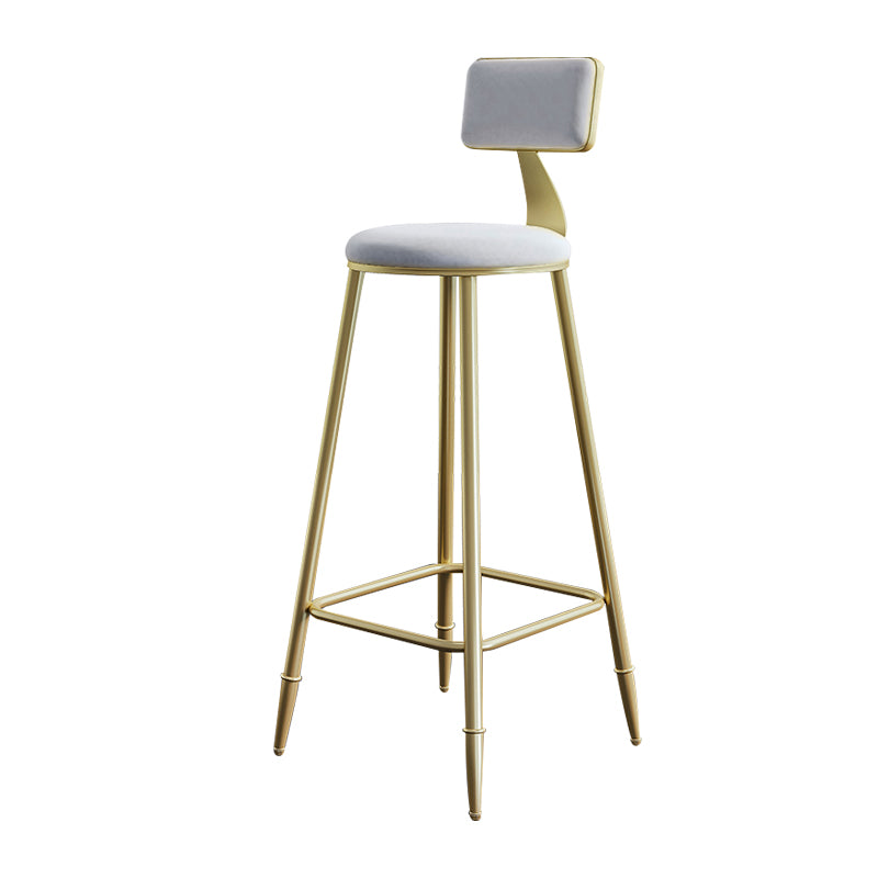 Nordic Backrest Armless Counter Stool Iron Cashier Bar Stool with Velvet Cushion
