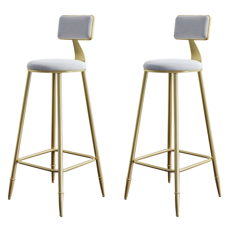 Nordic Backrest Armless Counter Stool Iron Cashier Bar Stool with Velvet Cushion