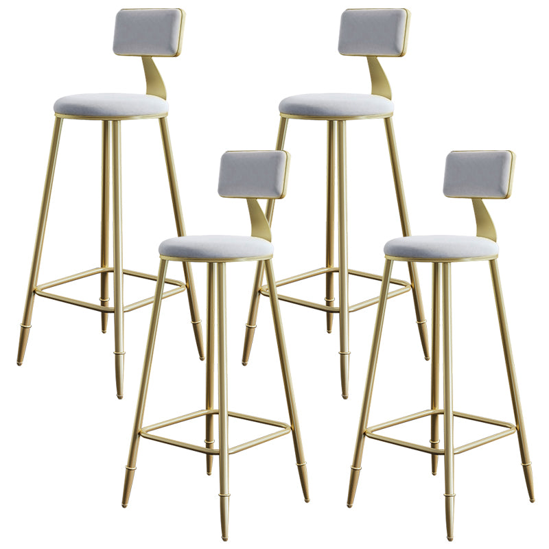 Nordic Backrest Armless Counter Stool Iron Cashier Bar Stool with Velvet Cushion