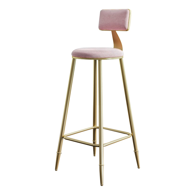 Nordic Backrest Armless Counter Stool Iron Cashier Bar Stool with Velvet Cushion