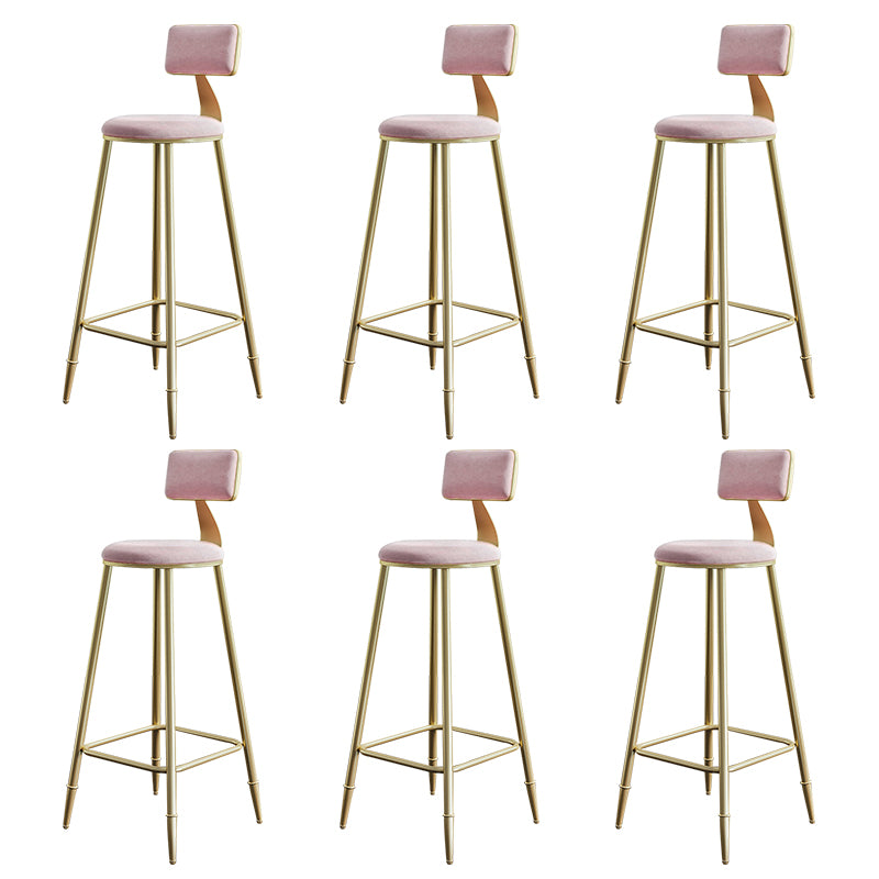 Nordic Backrest Armless Counter Stool Iron Cashier Bar Stool with Velvet Cushion