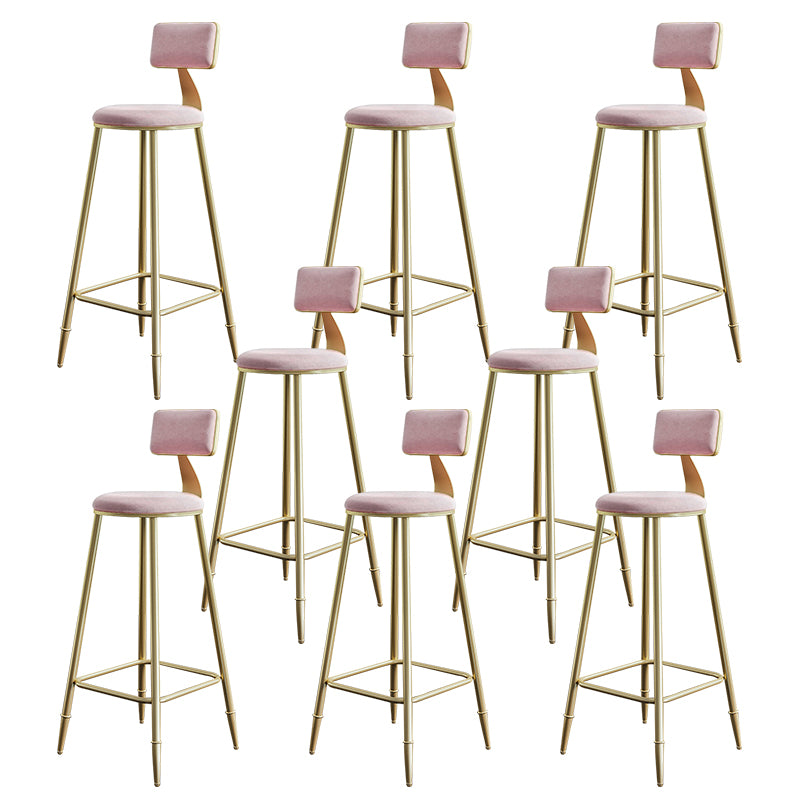 Nordic Backrest Armless Counter Stool Iron Cashier Bar Stool with Velvet Cushion
