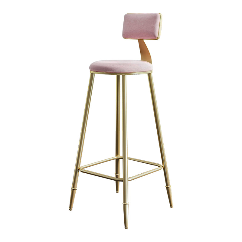 Nordic Backrest Armless Counter Stool Iron Cashier Bar Stool with Velvet Cushion