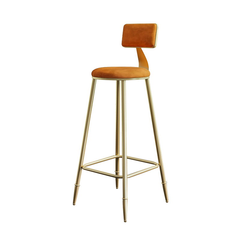 Nordic Backrest Armless Counter Stool Iron Cashier Bar Stool with Velvet Cushion