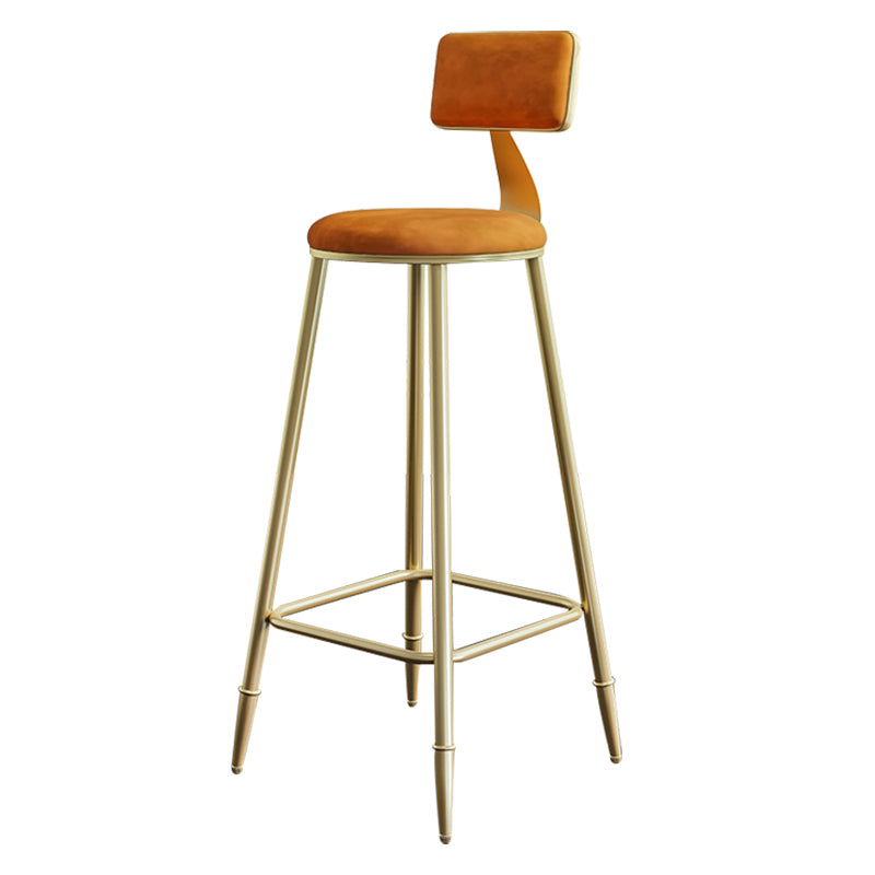 Nordic Backrest Armless Counter Stool Iron Cashier Bar Stool with Velvet Cushion