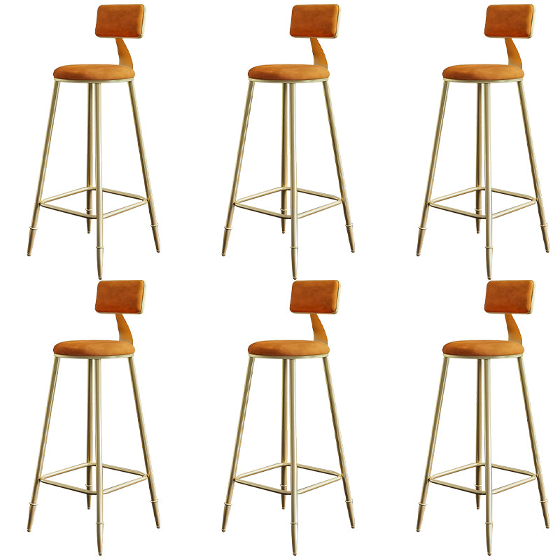 Nordic Backrest Armless Counter Stool Iron Cashier Bar Stool with Velvet Cushion