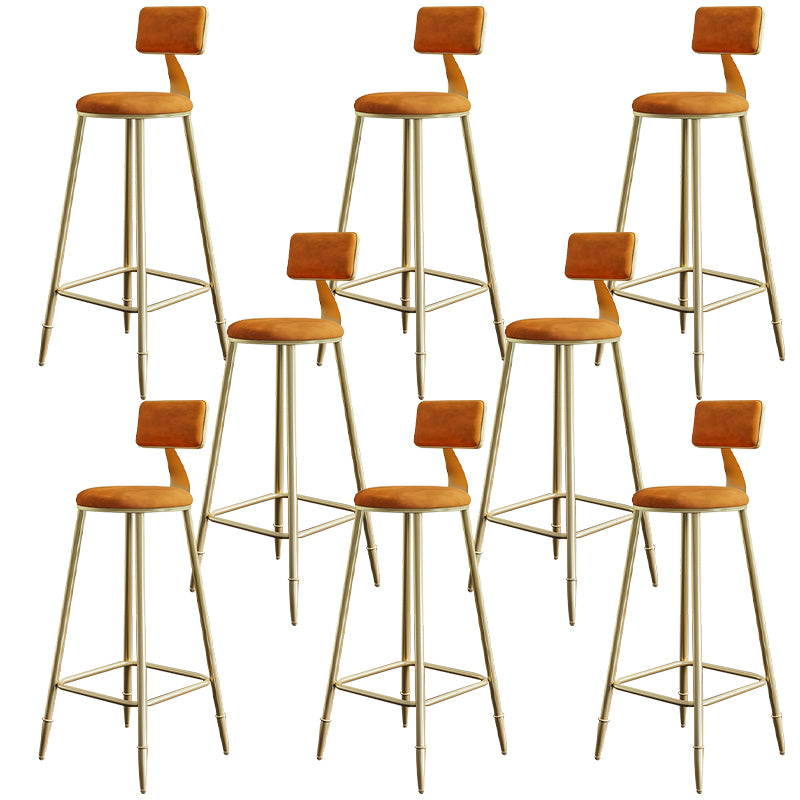 Nordic Backrest Armless Counter Stool Iron Cashier Bar Stool with Velvet Cushion