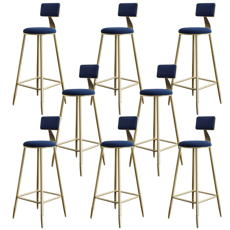 Nordic Backrest Armless Counter Stool Iron Cashier Bar Stool with Velvet Cushion
