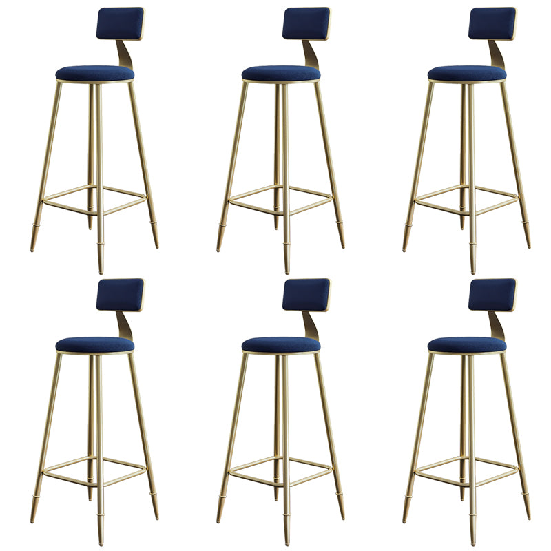 Nordic Backrest Armless Counter Stool Iron Cashier Bar Stool with Velvet Cushion