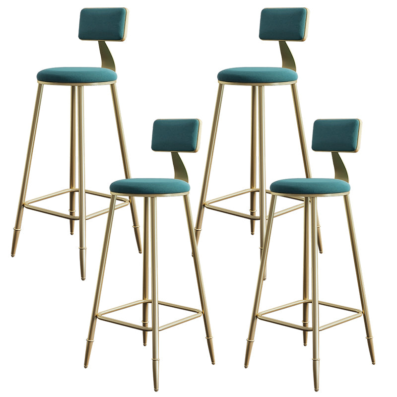 Nordic Backrest Armless Counter Stool Iron Cashier Bar Stool with Velvet Cushion