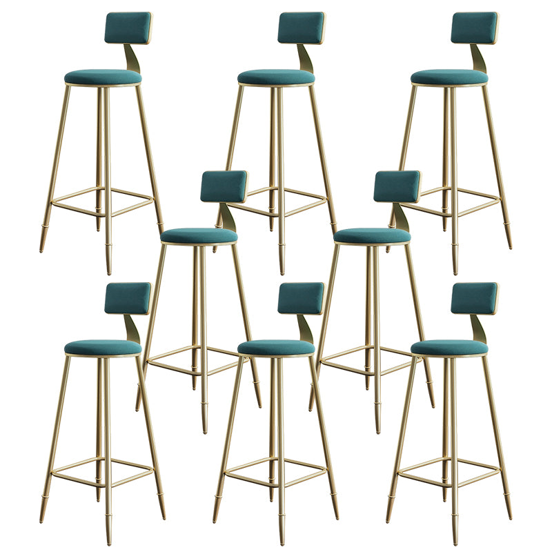 Nordic Backrest Armless Counter Stool Iron Cashier Bar Stool with Velvet Cushion
