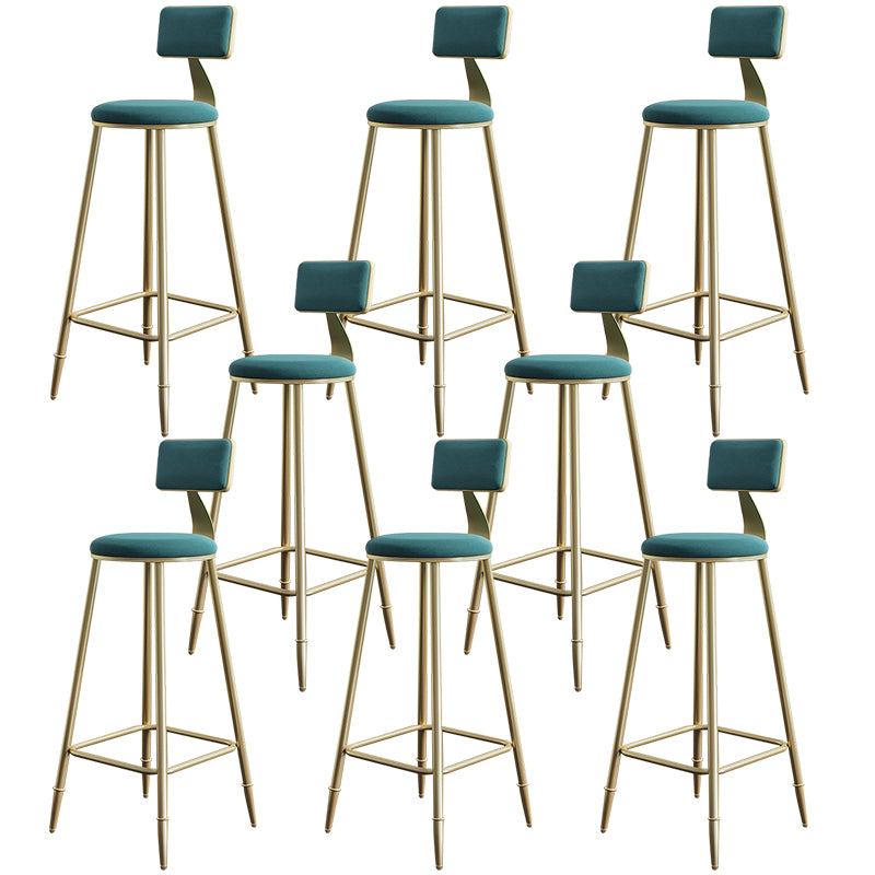 Nordic Backrest Armless Counter Stool Iron Cashier Bar Stool with Velvet Cushion